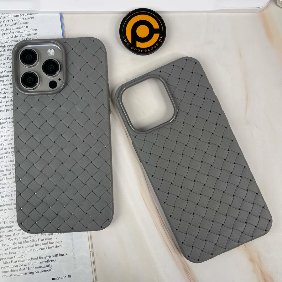 iPhone 16 Pro Max Woven Design Leather Feel Case - Image 3